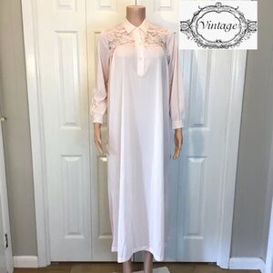 Sans Souci Vintage Pink Long Sleeve Full Length Nightgown Size 32